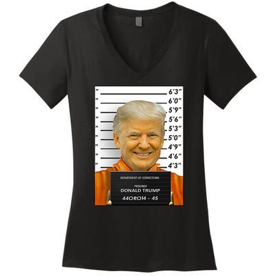 Donald Trump Mugshot Jail Prison Women's V-Neck T-Shirt