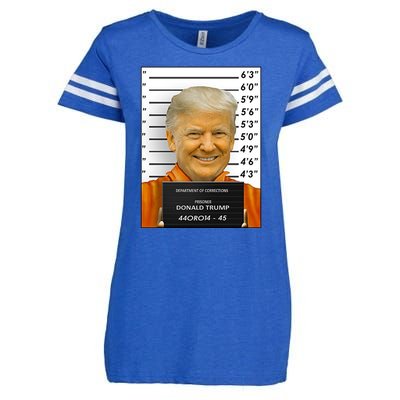 Donald Trump Mugshot Jail Prison Enza Ladies Jersey Football T-Shirt