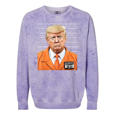 Donald Trump Mug Shot 2024 Orange Jail Suit Colorblast Crewneck Sweatshirt