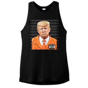 Donald Trump Mug Shot 2024 Orange Jail Suit Ladies PosiCharge Tri-Blend Wicking Tank