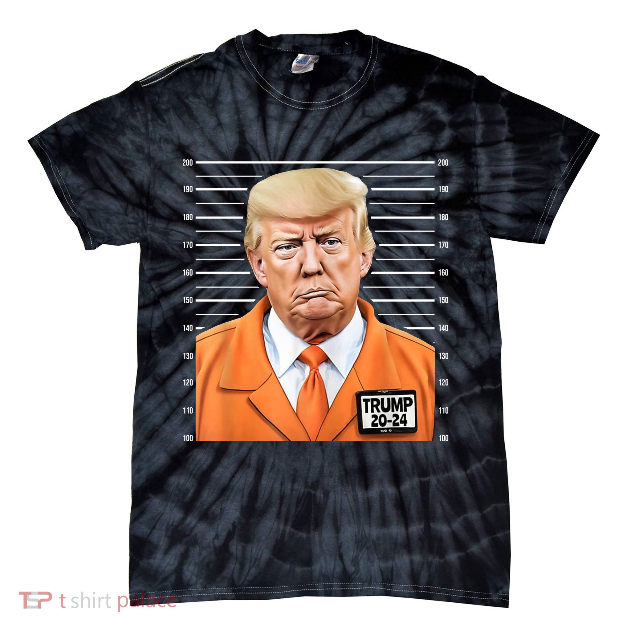 Donald Trump Mug Shot 2024 Orange Jail Suit Tie-Dye T-Shirt