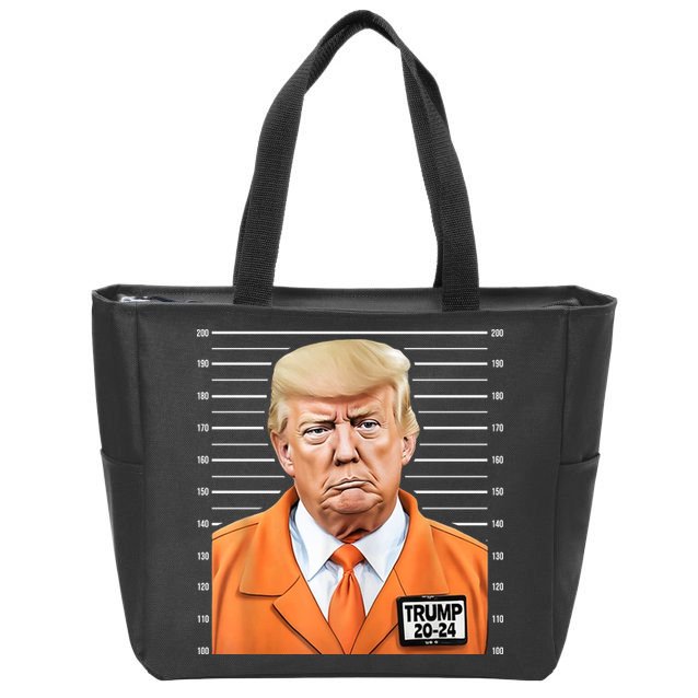 Donald Trump Mug Shot 2024 Orange Jail Suit Zip Tote Bag