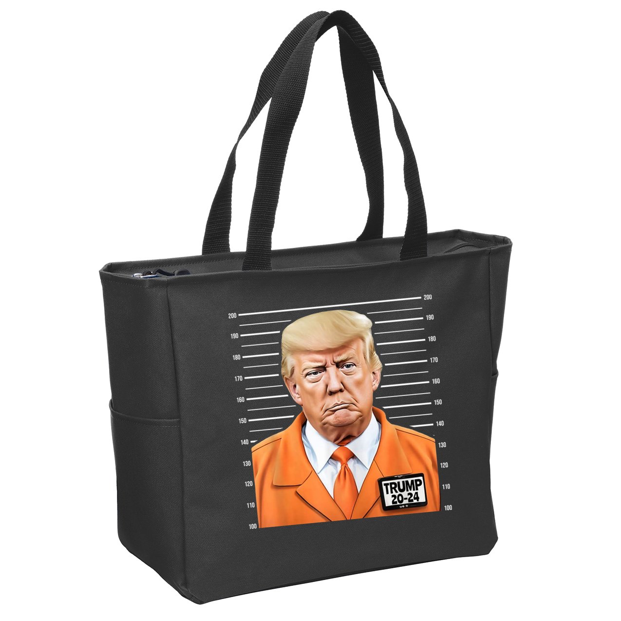 Donald Trump Mug Shot 2024 Orange Jail Suit Zip Tote Bag