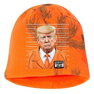 Donald Trump Mug Shot 2024 Orange Jail Suit Kati - Camo Knit Beanie