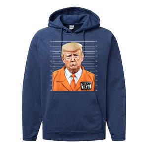 Donald Trump Mug Shot 2024 Orange Jail Suit Performance Fleece Hoodie