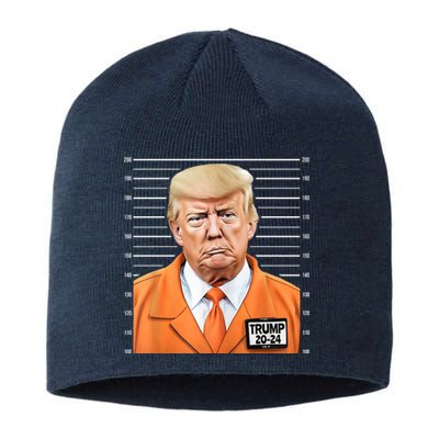 Donald Trump Mug Shot 2024 Orange Jail Suit Sustainable Beanie