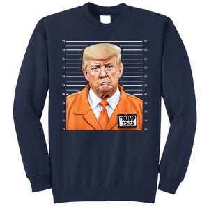 Donald Trump Mug Shot 2024 Orange Jail Suit Tall Sweatshirt