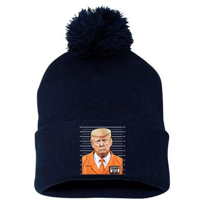 Donald Trump Mug Shot 2024 Orange Jail Suit Pom Pom 12in Knit Beanie