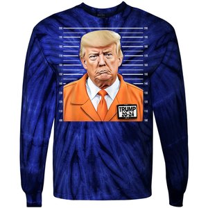 Donald Trump Mug Shot 2024 Orange Jail Suit Tie-Dye Long Sleeve Shirt