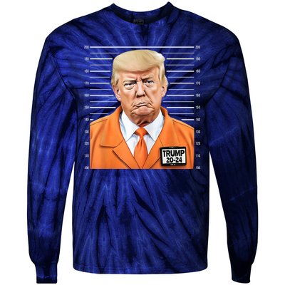 Donald Trump Mug Shot 2024 Orange Jail Suit Tie-Dye Long Sleeve Shirt