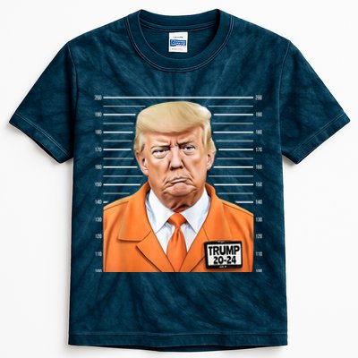 Donald Trump Mug Shot 2024 Orange Jail Suit Kids Tie-Dye T-Shirt