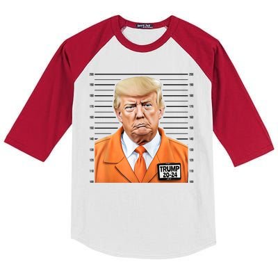 Donald Trump Mug Shot 2024 Orange Jail Suit Kids Colorblock Raglan Jersey