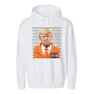 Donald Trump Mug Shot 2024 Orange Jail Suit Garment-Dyed Fleece Hoodie