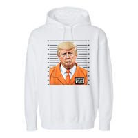 Donald Trump Mug Shot 2024 Orange Jail Suit Garment-Dyed Fleece Hoodie