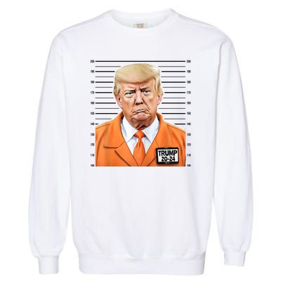 Donald Trump Mug Shot 2024 Orange Jail Suit Garment-Dyed Sweatshirt