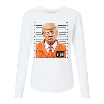 Donald Trump Mug Shot 2024 Orange Jail Suit Womens Cotton Relaxed Long Sleeve T-Shirt