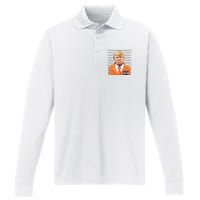 Donald Trump Mug Shot 2024 Orange Jail Suit Performance Long Sleeve Polo