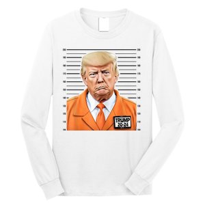 Donald Trump Mug Shot 2024 Orange Jail Suit Long Sleeve Shirt