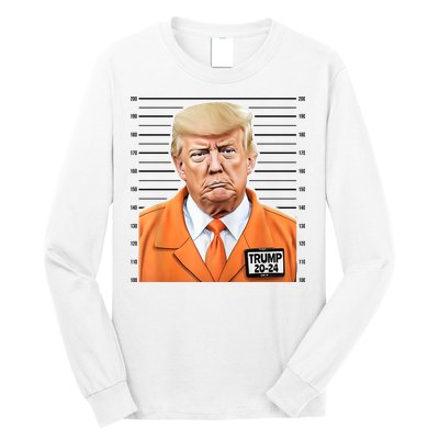 Donald Trump Mug Shot 2024 Orange Jail Suit Long Sleeve Shirt