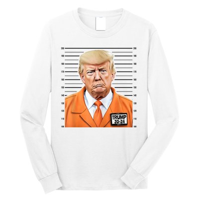 Donald Trump Mug Shot 2024 Orange Jail Suit Long Sleeve Shirt