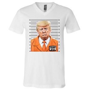 Donald Trump Mug Shot 2024 Orange Jail Suit V-Neck T-Shirt