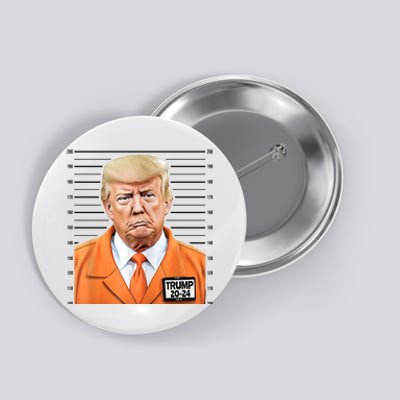 Donald Trump Mug Shot 2024 Orange Jail Suit Button