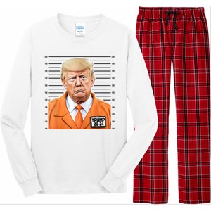 Donald Trump Mug Shot 2024 Orange Jail Suit Long Sleeve Pajama Set