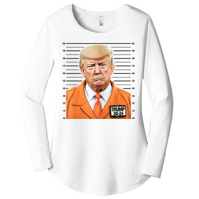 Donald Trump Mug Shot 2024 Orange Jail Suit Women's Perfect Tri Tunic Long Sleeve Shirt