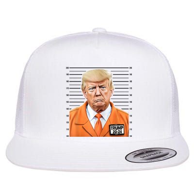 Donald Trump Mug Shot 2024 Orange Jail Suit Flat Bill Trucker Hat