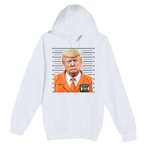 Donald Trump Mug Shot 2024 Orange Jail Suit Premium Pullover Hoodie