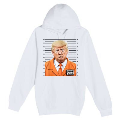 Donald Trump Mug Shot 2024 Orange Jail Suit Premium Pullover Hoodie