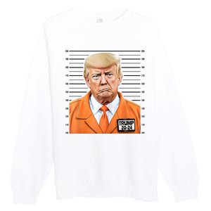 Donald Trump Mug Shot 2024 Orange Jail Suit Premium Crewneck Sweatshirt