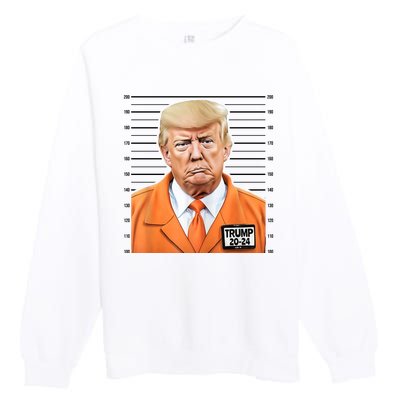 Donald Trump Mug Shot 2024 Orange Jail Suit Premium Crewneck Sweatshirt