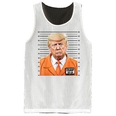 Donald Trump Mug Shot 2024 Orange Jail Suit Mesh Reversible Basketball Jersey Tank