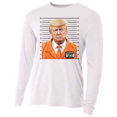 Donald Trump Mug Shot 2024 Orange Jail Suit Cooling Performance Long Sleeve Crew