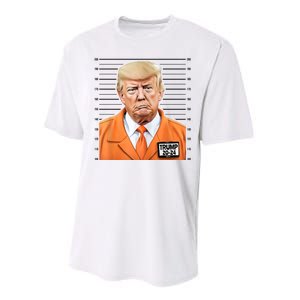 Donald Trump Mug Shot 2024 Orange Jail Suit Performance Sprint T-Shirt