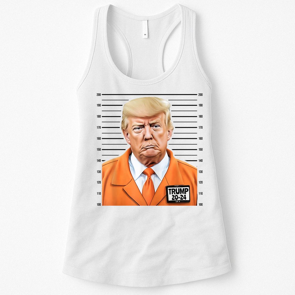 Donald Trump Mug Shot 2024 Orange Jail Suit Womens Tank Top