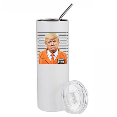 Donald Trump Mug Shot 2024 Orange Jail Suit Stainless Steel Tumbler