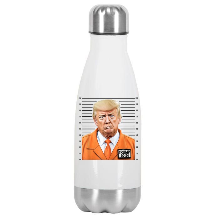 Donald Trump Mug Shot 2024 Orange Jail Suit Stainless Steel Insulated Water Bottle