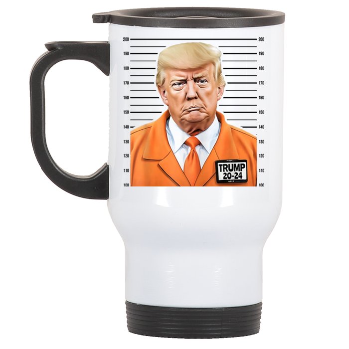 Donald Trump Mug Shot 2024 Orange Jail Suit Stainless Steel Travel Mug