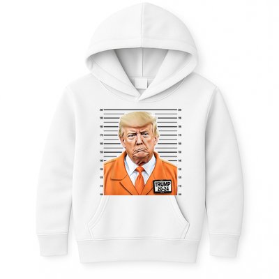 Donald Trump Mug Shot 2024 Orange Jail Suit Kids Hoodie