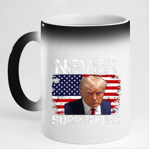 Donald Trump Mug Shot Never Surrender 2024 11oz Black Color Changing Mug