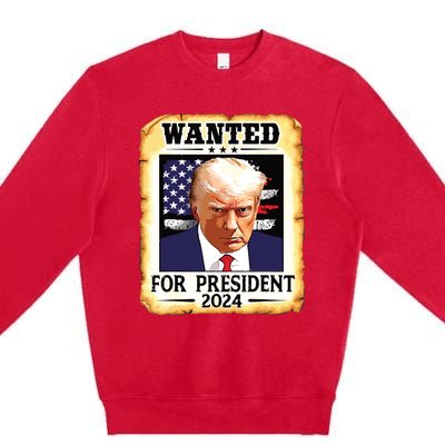 Donald Trump Mug Shot Wanted For Us President 2024 Premium Crewneck Sweatshirt