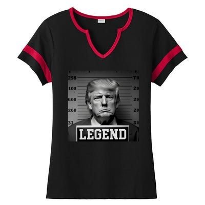 Donald Trump Mugshot Legend Ladies Halftime Notch Neck Tee