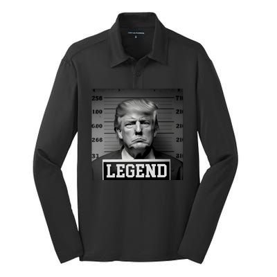 Donald Trump Mugshot Legend Silk Touch Performance Long Sleeve Polo