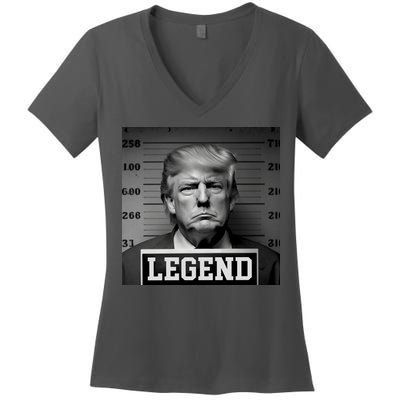 Donald Trump Mugshot Legend Women's V-Neck T-Shirt