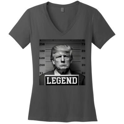 Donald Trump Mugshot Legend Women's V-Neck T-Shirt