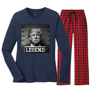 Donald Trump Mugshot Legend Women's Long Sleeve Flannel Pajama Set 