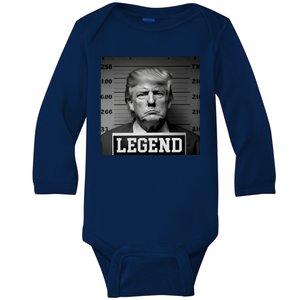 Donald Trump Mugshot Legend Baby Long Sleeve Bodysuit