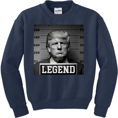 Donald Trump Mugshot Legend Kids Sweatshirt